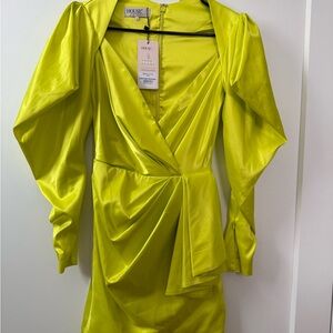 House of CB Neon Yellow Satin Dress